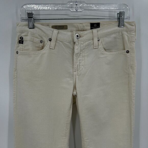 AG ADRIANO GOLDSCHMIED Cream White Corduroy Stevie Slim Straight Leg Jeans 27 - Picture 3 of 8